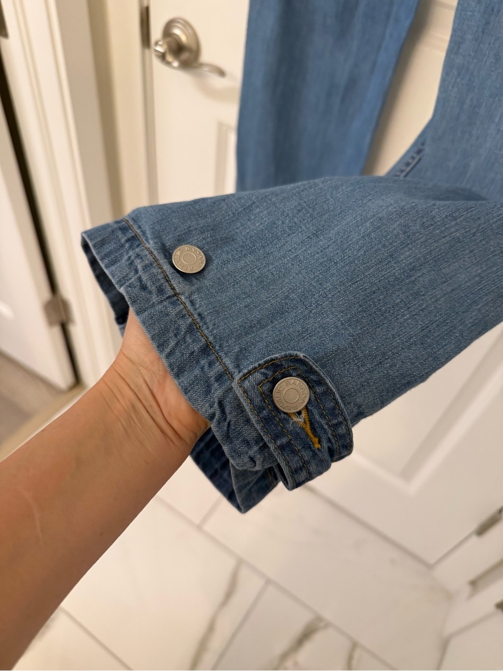 Banana Republic Barrel Cargo Jeans 25 Regular Light Wash Wide Leg Utility Denim - Picture 5 of 8